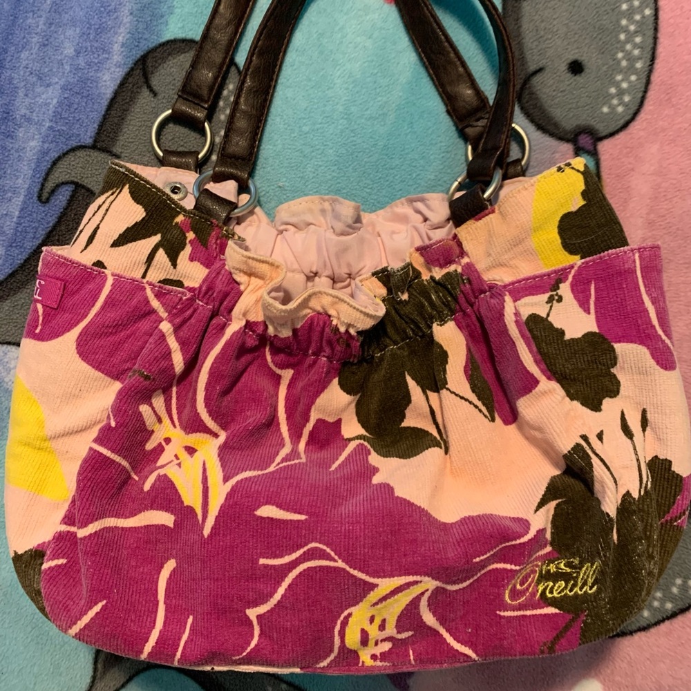 O’Neill Vintage Pink Floral Corduroy Surf Beach Bag Purse